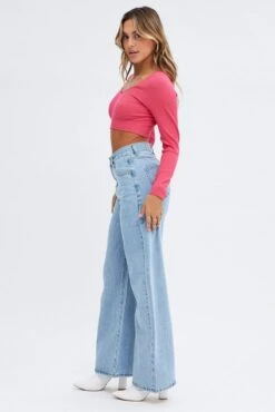 Denim Baggy Denim Jeans Midi Rise -Modern Fashion Shop dl1516 84rb light wash 4