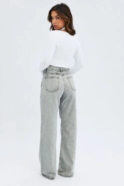 Grey Wide Leg Jean Mid Rise 12 Grey Wide Leg Jean Mid Rise -Modern Fashion Shop dl1525 20rb grey 5