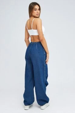 Denim Parachute Denim Jean Elastic Waist -Modern Fashion Shop dl1529 34rb dark wash 4