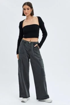 Black Cargo Jean Mid Rise -Modern Fashion Shop dl1530 84rb wash black 3