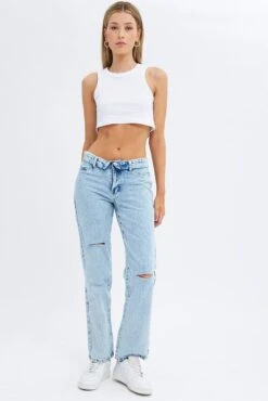 Front Page 15 Denim Low Rise Jeans Straight Fold Down Waist