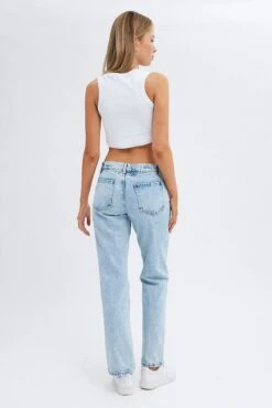 Denim Low Rise Jeans Straight Fold Down Waist -Modern Fashion Shop dl1532 20r light wash 5