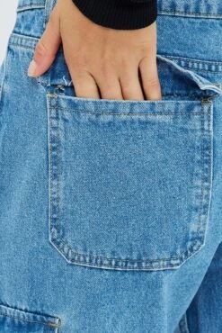 Denim Cargo Jeans Mid Rise Out Pocket -Modern Fashion Shop dl1543 84rb mid wash 6