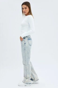 Denim Flare Jean Low Rise Dirty Wash -Modern Fashion Shop dl1545 84rb light wash 4