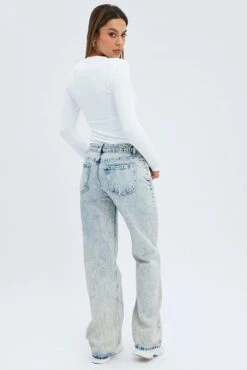 Denim Flare Jean Low Rise Dirty Wash -Modern Fashion Shop dl1545 84rb light wash 5