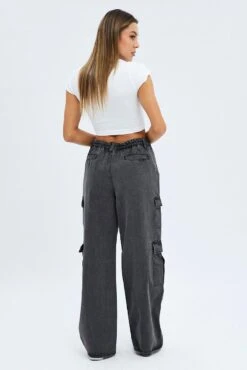 Grey Cargo Jeans Mid Rise Out Pocket -Modern Fashion Shop dl1546 84rb charcoal 5
