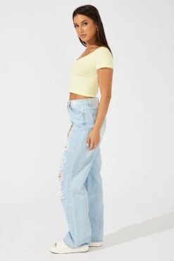 Denim 90's Wide Leg Jeans -Modern Fashion Shop dl1649 20r light wash 4