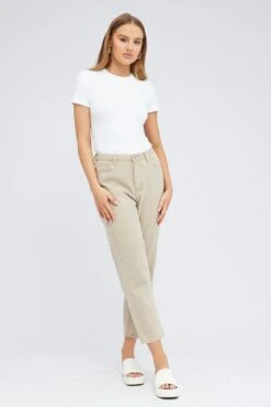 Beige Mom Denim Jean