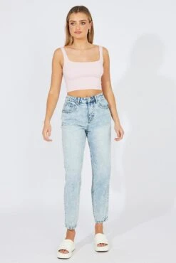 Denim Mom Jeans High Rise -Modern Fashion Shop dl1836 33r light wash 3