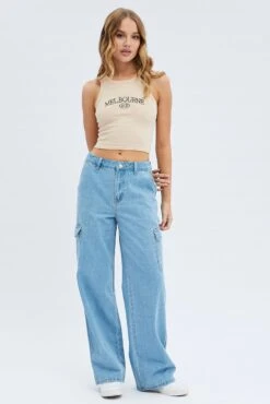 Denim Cargo Denim Jeans High Rise -Modern Fashion Shop dl1844 33j mid wash 3