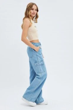 Denim Cargo Denim Jeans High Rise -Modern Fashion Shop dl1844 33j mid wash 4