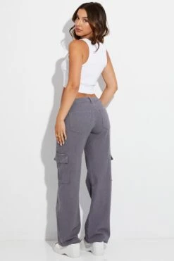 Grey Cargo Denim Jeans Low Rise -Modern Fashion Shop dl1847 33jb charcoal 5