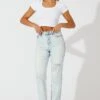 Denim Mom Jeans High Rise Ripped