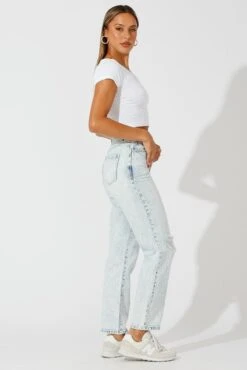 Denim Mom Jeans High Rise Ripped 11 Denim Mom Jeans High Rise Ripped -Modern Fashion Shop dl1856 2r light wash 4