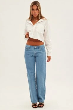 Blue Straight Denim Jeans Low Rise -Modern Fashion Shop dl1861 33j denim blue 3