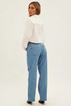 Blue Straight Denim Jeans Low Rise -Modern Fashion Shop dl1861 33j denim blue 5