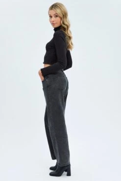 Black Straight Denim Jeans Low Rise -Modern Fashion Shop dl1871a 20jb wash black 4