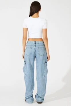 Denim Cargo Jeans High Rise Out Pocket -Modern Fashion Shop dl1875 84rb light wash 5