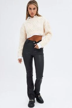 Black Flare Denim Jeans Coated High Rise -Modern Fashion Shop dl1882a 33jb black 3