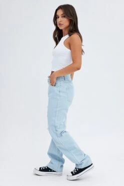 Blue Baggy Denim Jeans Mid Rise -Modern Fashion Shop dl1941 33jb light blue 4