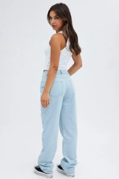 Blue Baggy Denim Jeans Mid Rise -Modern Fashion Shop dl1941 33jb light blue 5
