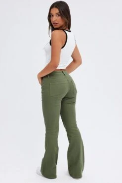Green Flare Denim Jeans Low Rise -Modern Fashion Shop dl1953 20j khaki 5