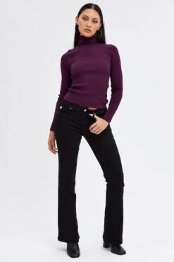 Black Flare Denim Jeans Low Rise -Modern Fashion Shop dl1953a 20j black 3