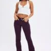 Purple Flare Denim Jeans Low Rise