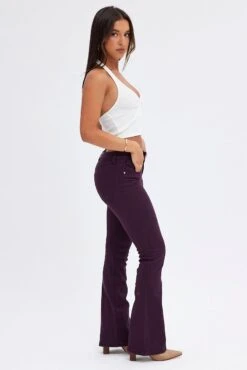 Purple Flare Denim Jeans Low Rise -Modern Fashion Shop dl1953c 20jb plum 4