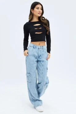 Denim Cargo Denim Jeans Mid Rise -Modern Fashion Shop dl2099 28j light wash 3