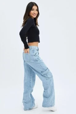 Denim Cargo Denim Jeans Mid Rise -Modern Fashion Shop dl2099 28j light wash 4