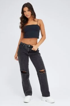 Black Baggy Jeans Low Rise