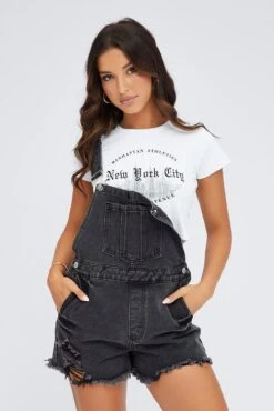 Black Short Overall Jeans