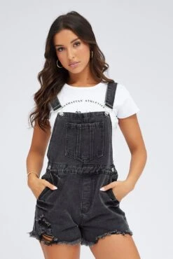 Black Short Overall Jeans -Modern Fashion Shop ds1424c 20rb wash black 3