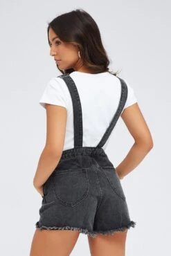 Black Short Overall Jeans -Modern Fashion Shop ds1424c 20rb wash black 5