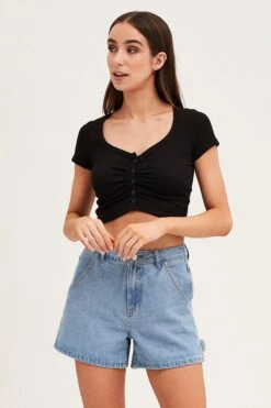 Black Short Sleeve Button Down Cardigan -Modern Fashion Shop fitted cardigan black short sleeve button down cardigan 32981001601217