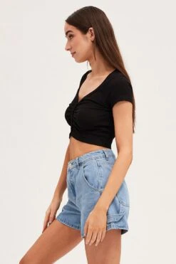 Black Short Sleeve Button Down Cardigan -Modern Fashion Shop fitted cardigan black short sleeve button down cardigan 32981001633985