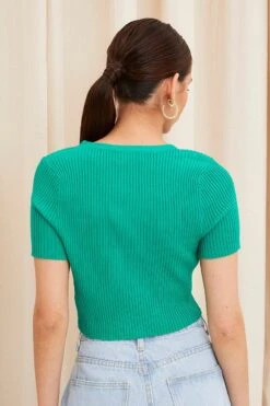 Green Knit Cardigan Short Sleeve -Modern Fashion Shop fitted cardigan green knit cardigan short sleeve 33126758613185
