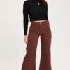 Brown Flare Denim Jeans High Rise