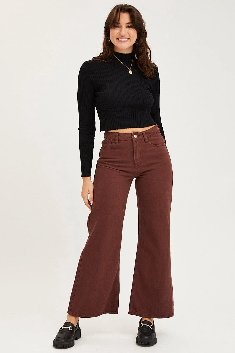 Brown Flare Denim Jeans High Rise 2 Brown Flare Denim Jeans High Rise
