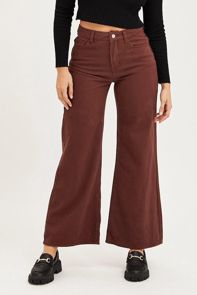 Brown Flare Denim Jeans High Rise 3 Brown Flare Denim Jeans High Rise - Image 2