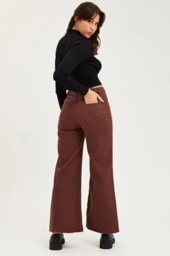 Brown Flare Denim Jeans High Rise 11 Brown Flare Denim Jeans High Rise -Modern Fashion Shop hw flare jean brown flare denim jeans high rise 32965623021761