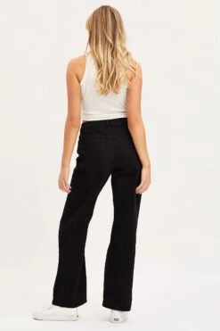 Black Boyfriend Denim Jeans High Rise -Modern Fashion Shop hw straight leg jean black boyfriend denim jeans high rise 33006851621057