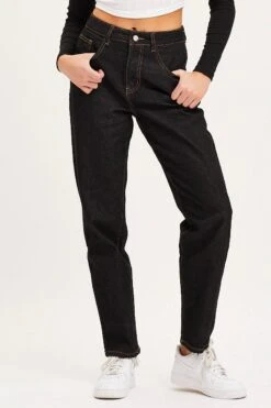 Black Mom Jeans High Rise -Modern Fashion Shop hw straight leg jean black mom jeans high rise 32965623578817