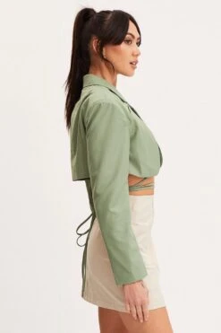 Green Crop Jacket Long Sleeve -Modern Fashion Shop jacket green crop jacket long sleeve 32966639714497