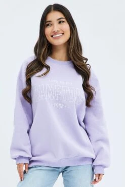 Purple Graphic Sweater Long Sleeve -Modern Fashion Shop jc1705e 84w lilac 3