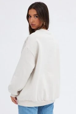 Beige Sweater Sky Mountain- Embroidery Long Sleeve -Modern Fashion Shop jc1705fx 84w beige 5