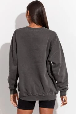 Grey Sweater Long Sleeve Round Neck Printed -Modern Fashion Shop jc8097 84w charcoal 5
