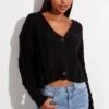 Black Oversized Cable Knit Cardigan -Modern Fashion Shop kn1347 41jb black 1