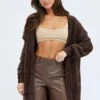 Brown Fluffy Longline Cardigan -Modern Fashion Shop kn1427 45j chocolate 1 d091b730 0746 4869 ac8e c51a785581dc